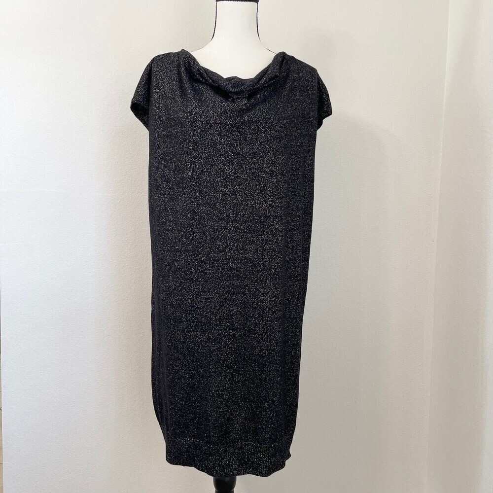 Evan Picone Party Holiday Dress. Black Gold Metalic Size L